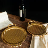 Maxbell Fruit Plate Metal Decorative Plate Round Food Plate for Candy Dessert Dinner 28cmx22cmx5.5cm