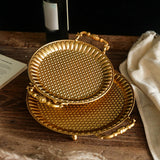 Maxbell Fruit Plate Metal Decorative Plate Round Food Plate for Candy Dessert Dinner 28cmx22cmx5.5cm