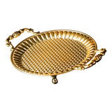Maxbell Fruit Plate Metal Decorative Plate Round Food Plate for Candy Dessert Dinner 28cmx22cmx5.5cm