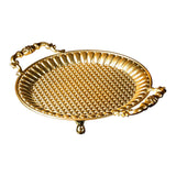 Maxbell Fruit Plate Metal Decorative Plate Round Food Plate for Candy Dessert Dinner 28cmx22cmx5.5cm