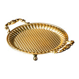 Maxbell Fruit Plate Metal Decorative Plate Round Food Plate for Candy Dessert Dinner 28cmx22cmx5.5cm