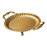 Maxbell Fruit Plate Metal Decorative Plate Round Food Plate for Candy Dessert Dinner 28cmx22cmx5.5cm