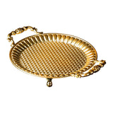 Maxbell Fruit Plate Metal Decorative Plate Round Food Plate for Candy Dessert Dinner 28cmx22cmx5.5cm