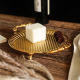 Maxbell Fruit Plate Metal Decorative Plate Round Food Plate for Candy Dessert Dinner 28cmx22cmx5.5cm