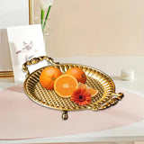 Maxbell Fruit Plate Metal Decorative Plate Round Food Plate for Candy Dessert Dinner 28cmx22cmx5.5cm