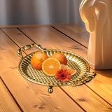 Maxbell Fruit Plate Metal Decorative Plate Round Food Plate for Candy Dessert Dinner 28cmx22cmx5.5cm