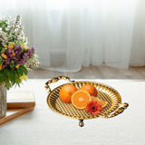 Maxbell Fruit Plate Metal Decorative Plate Round Food Plate for Candy Dessert Dinner 28cmx22cmx5.5cm