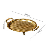 Maxbell Fruit Plate Metal Decorative Plate Round Food Plate for Candy Dessert Dinner 33.5cmx27cmx5.5cm