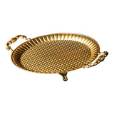 Maxbell Fruit Plate Metal Decorative Plate Round Food Plate for Candy Dessert Dinner 33.5cmx27cmx5.5cm