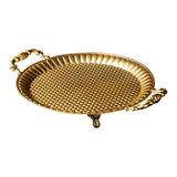 Maxbell Fruit Plate Metal Decorative Plate Round Food Plate for Candy Dessert Dinner 33.5cmx27cmx5.5cm