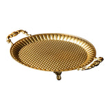 Maxbell Fruit Plate Metal Decorative Plate Round Food Plate for Candy Dessert Dinner 33.5cmx27cmx5.5cm