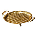 Maxbell Fruit Plate Metal Decorative Plate Round Food Plate for Candy Dessert Dinner 33.5cmx27cmx5.5cm