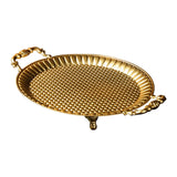Maxbell Fruit Plate Metal Decorative Plate Round Food Plate for Candy Dessert Dinner 33.5cmx27cmx5.5cm
