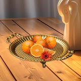 Maxbell Fruit Plate Metal Decorative Plate Round Food Plate for Candy Dessert Dinner 33.5cmx27cmx5.5cm