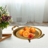 Maxbell Fruit Plate Metal Decorative Plate Round Food Plate for Candy Dessert Dinner 33.5cmx27cmx5.5cm