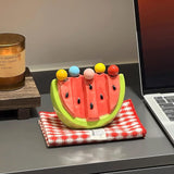 Maxbell 5 Pieces Fruit Forks Set with Ceramic Storage Jar Snack Forks for Cake Party