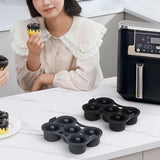 Maxbell Silicone Donut Pan Food Grade Nonstick for Air Fryer for Cake Biscuit Muffin Black