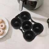 Maxbell Silicone Donut Pan Food Grade Nonstick for Air Fryer for Cake Biscuit Muffin Black