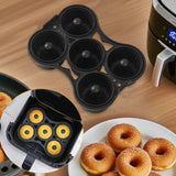 Maxbell Silicone Donut Pan Food Grade Nonstick for Air Fryer for Cake Biscuit Muffin Black