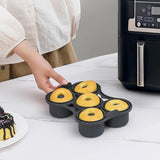 Maxbell Silicone Donut Pan Food Grade Nonstick for Air Fryer for Cake Biscuit Muffin Gray