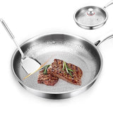 Maxbell Frying Pan with Lid Nonstick Griddle Stovetop Indoor Outdoor Round Skillet