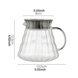 Maxbell Pour over Coffee Pot 600ml Coffee Dispenser for Coffee Maker Drinking Office Clear