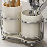 Maxbell Utensil Holder Metal Drainage Box Cutlery Holder for Party Dinner Table Cafe Height Short White