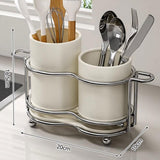 Maxbell Utensil Holder Metal Drainage Box Cutlery Holder for Party Dinner Table Cafe Height Short White
