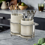 Maxbell Utensil Holder Metal Drainage Box Cutlery Holder for Party Dinner Table Cafe Height Short White