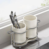 Maxbell Utensil Holder Metal Drainage Box Cutlery Holder for Party Dinner Table Cafe Height Short White