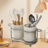 Maxbell Utensil Holder Metal Drainage Box Cutlery Holder for Party Dinner Table Cafe Short White