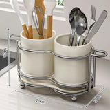 Maxbell Utensil Holder Metal Drainage Box Cutlery Holder for Party Dinner Table Cafe Short White