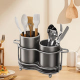 Maxbell Utensil Holder Metal Drainage Box Cutlery Holder for Party Dinner Table Cafe Height ShortDarkGray