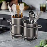 Maxbell Utensil Holder Metal Drainage Box Cutlery Holder for Party Dinner Table Cafe Height ShortDarkGray