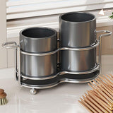 Maxbell Utensil Holder Metal Drainage Box Cutlery Holder for Party Dinner Table Cafe Height ShortDarkGray