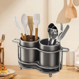 Maxbell Utensil Holder Metal Drainage Box Cutlery Holder for Party Dinner Table Cafe Short Dark Gray