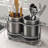 Maxbell Utensil Holder Metal Drainage Box Cutlery Holder for Party Dinner Table Cafe Short Dark Gray