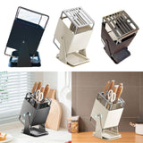 Maxbell Knife Block Swivel with Scissors Slot Storage Organizer Kitchen Knife Holder Gray