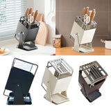 Maxbell Knife Block Swivel with Scissors Slot Storage Organizer Kitchen Knife Holder Gray