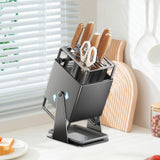 Maxbell Knife Block Swivel with Scissors Slot Storage Organizer Kitchen Knife Holder Gray