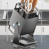 Maxbell Knife Block Swivel with Scissors Slot Storage Organizer Kitchen Knife Holder Gray