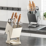 Maxbell Knife Block Swivel with Scissors Slot Storage Organizer Kitchen Knife Holder Gray