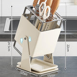 Maxbell Knife Block Swivel with Scissors Slot Storage Organizer Kitchen Knife Holder White