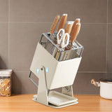 Maxbell Knife Block Swivel with Scissors Slot Storage Organizer Kitchen Knife Holder White