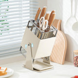 Maxbell Knife Block Swivel with Scissors Slot Storage Organizer Kitchen Knife Holder White