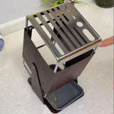 Maxbell Knife Block Swivel with Scissors Slot Storage Organizer Kitchen Knife Holder Wood Grain