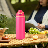 Maxbell Insulated Stainless Steel Water Bottle 1000ml Tumbler for Car Driving Picnic rose red