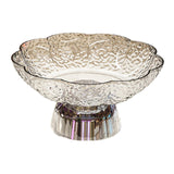 Maxbell Fruit Bowl Footed Tray Dish Decorative Bowl for Wedding Dining Table Dessert Whiite and Silver