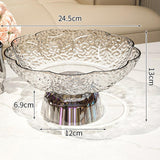 Maxbell Fruit Bowl Footed Tray Dish Decorative Bowl for Wedding Dining Table Dessert Whiite and Silver