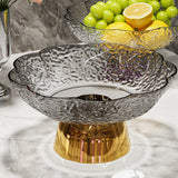 Maxbell Fruit Bowl Footed Tray Dish Decorative Bowl for Wedding Dining Table Dessert Gray and Gold